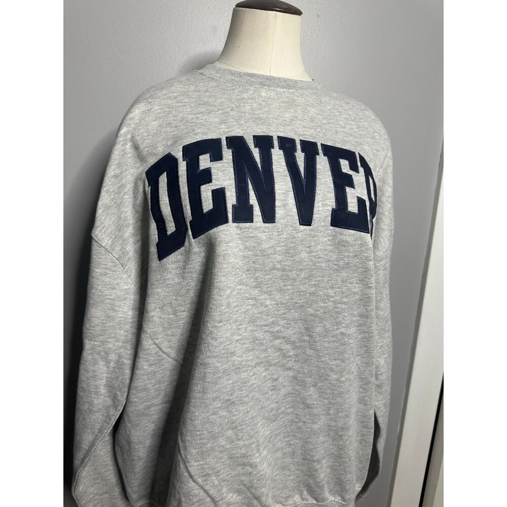 New York Popular DENVER Collegiate Graphic Gray Crewneck Sweatshirt XL